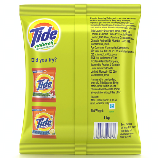 Tide Natural Lemon & Chandan Detergent Powder 1kg